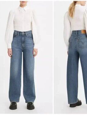 Levi's Premium High Loose Jeans Lyocell Blend Light Wash Relaxed Wide Leg 27